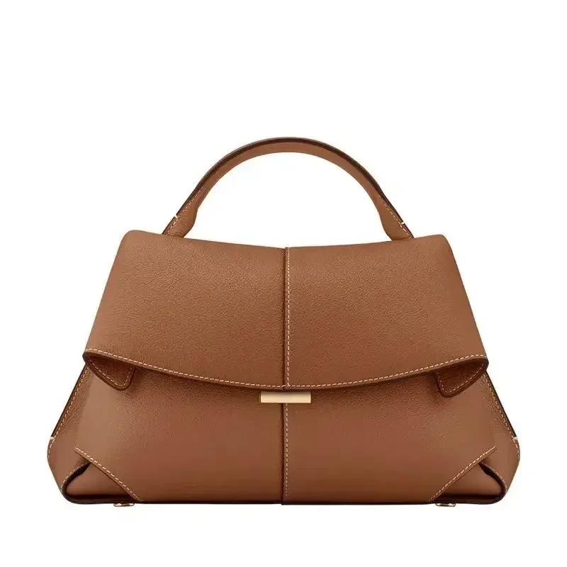 Brand Design Smile Women'S Bag French Fashion Design New Head Cowhide Fashion Pleated Handbag For Women Premium