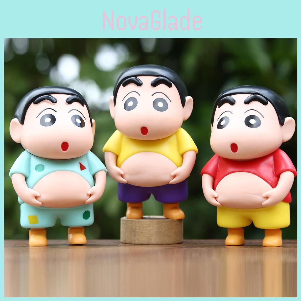 6pcs Creative Crayon Shin Chan Pinch Belly Model Pendant Set For All Ages