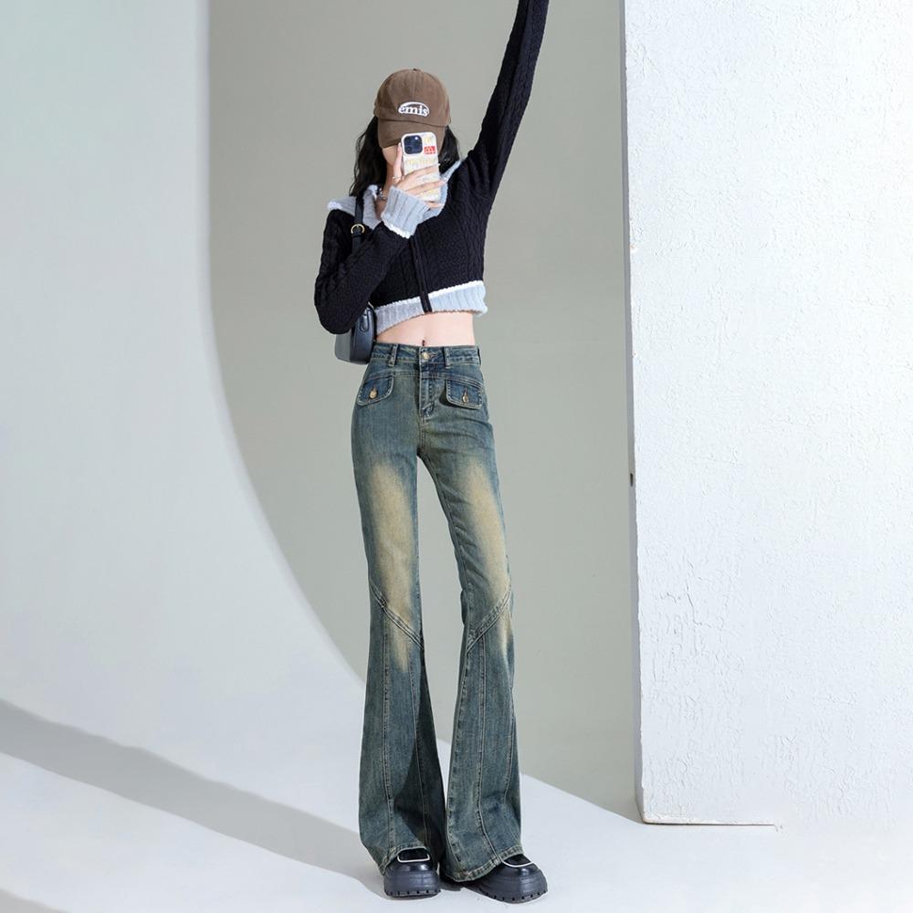 American personalized high street micro-speaker jeans women's autumn 2025 new design niche jeans