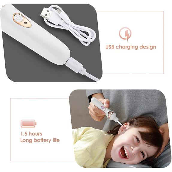 5-in-1 Electric Ear Scoop Electric Children's Ear Scoop Safety Painless Earwax Remover Cordless Vacuum Ear Wax Cleaning Tool Painless Ear Cleaning