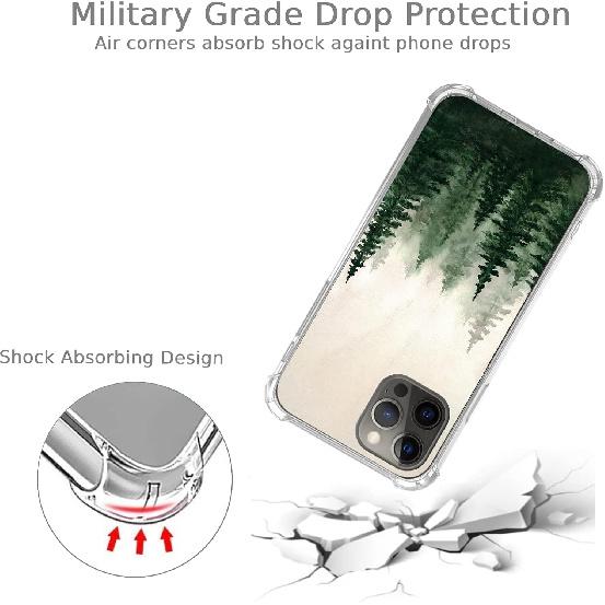 Watercolor Tree Spruce Case Compatible with iPhone 14 Pro, Green Forest Nature Art Case for iPhone 14 Pro for Teen Men Women, Trendy Cool TPU Bumper