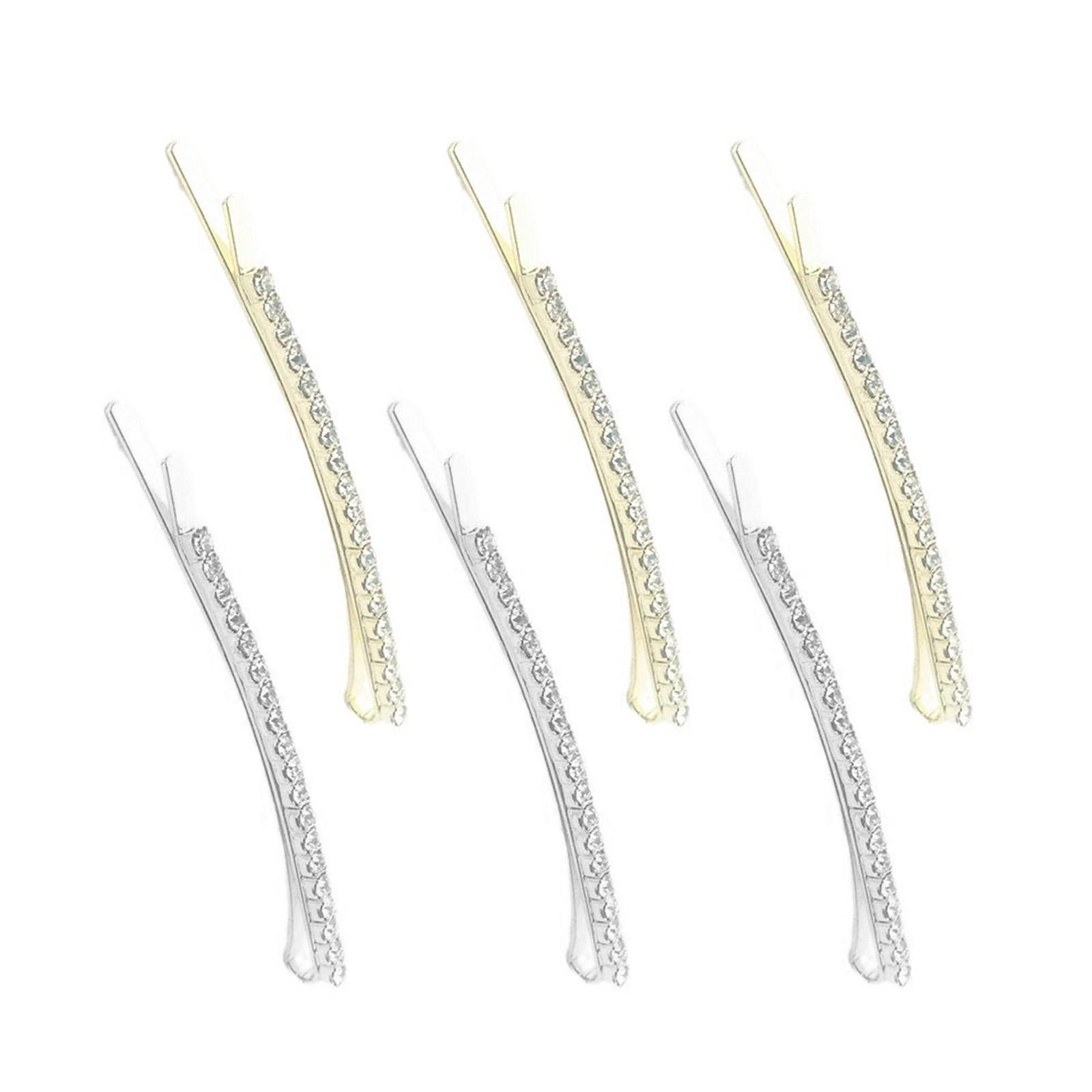 

Элегантная французская шпилька для волос со стразами, набор из 6 заколок для боковой челки, женские украшения для придания формы волосам для повседневной носки A