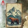 1pc Majestic Bear Snowy Mountains Metal Sign 8x12 Vintage Rustic Tin Wall Art 2D Flat Iron Painting for Home Decor