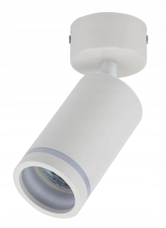 White GU10 ceiling lamp. Single surface-mounted spotlight with movable spotlight.
