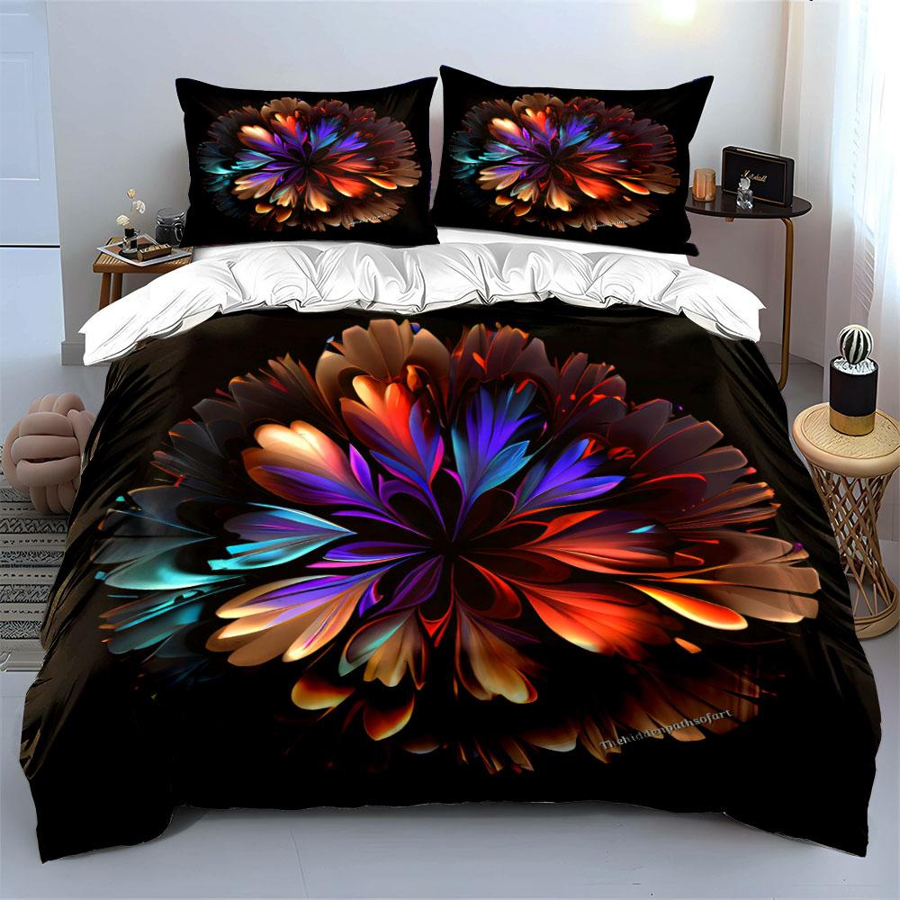 Vibrant Abstract Floral Decor Trio  Kid'S And Adults' Bedroom Decor, Exquisite Three-Piece Bedding Set Gift