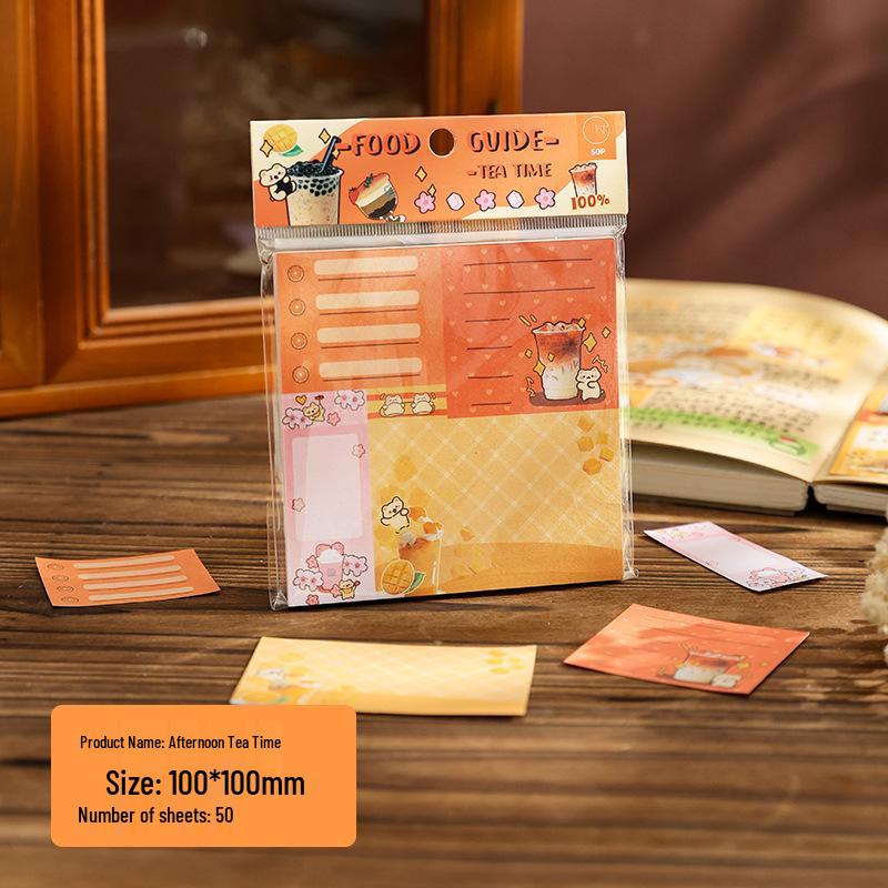 Mu Ran Vintage Food Illustration Sticky Notes - Creative Stationery for Students and Journaling