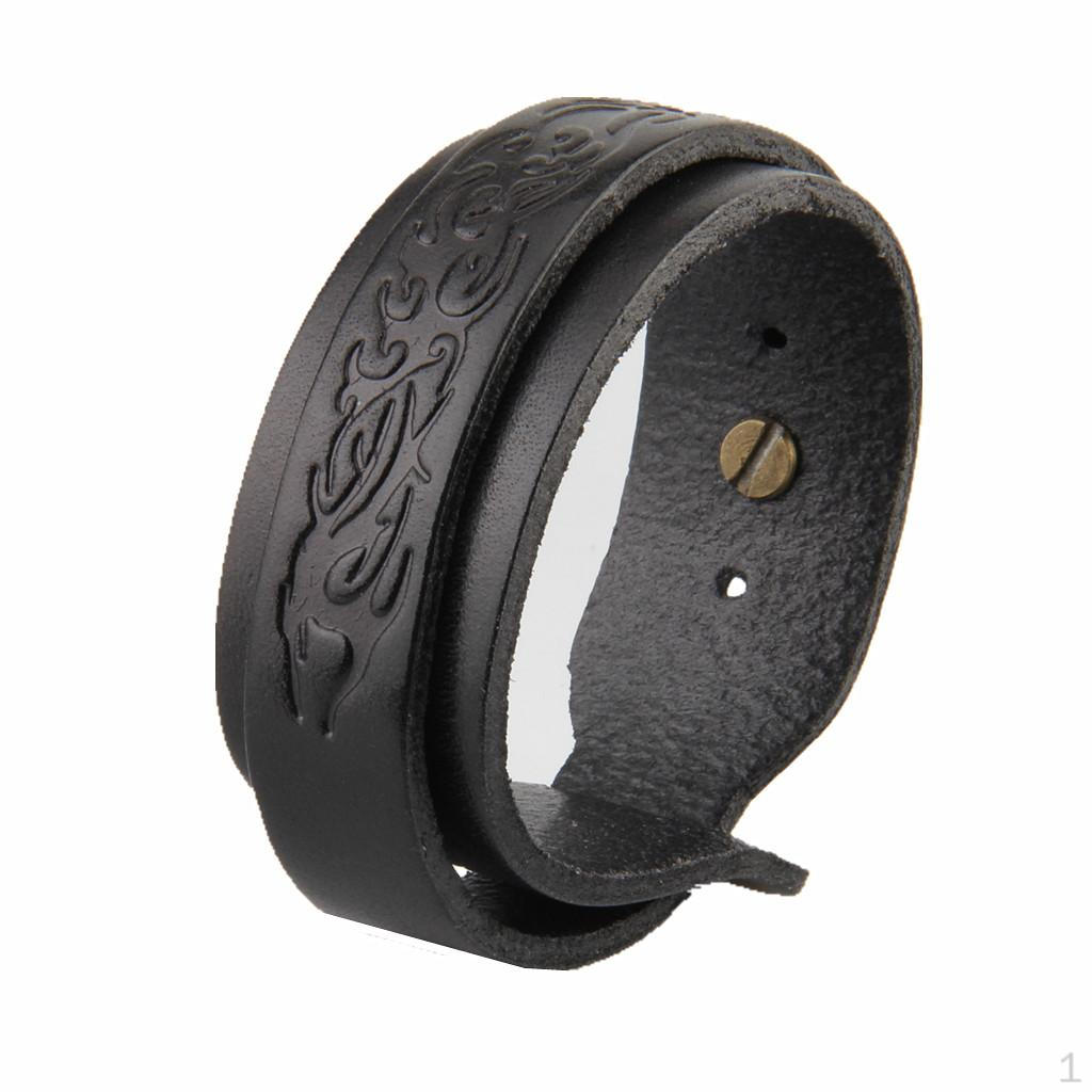 

Adjustable Punk Wide Leather Men s Cuff Bracelet чорний