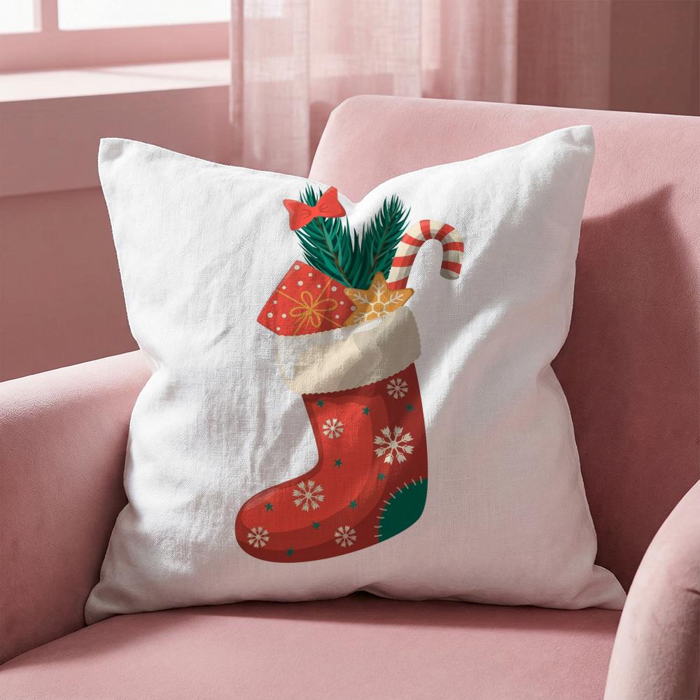 Red Socks Merry Chrismas Cushion Cover Multi-Scene Pillow Cover for Home & Car - Reversible, Soft & Durable for Daily Use