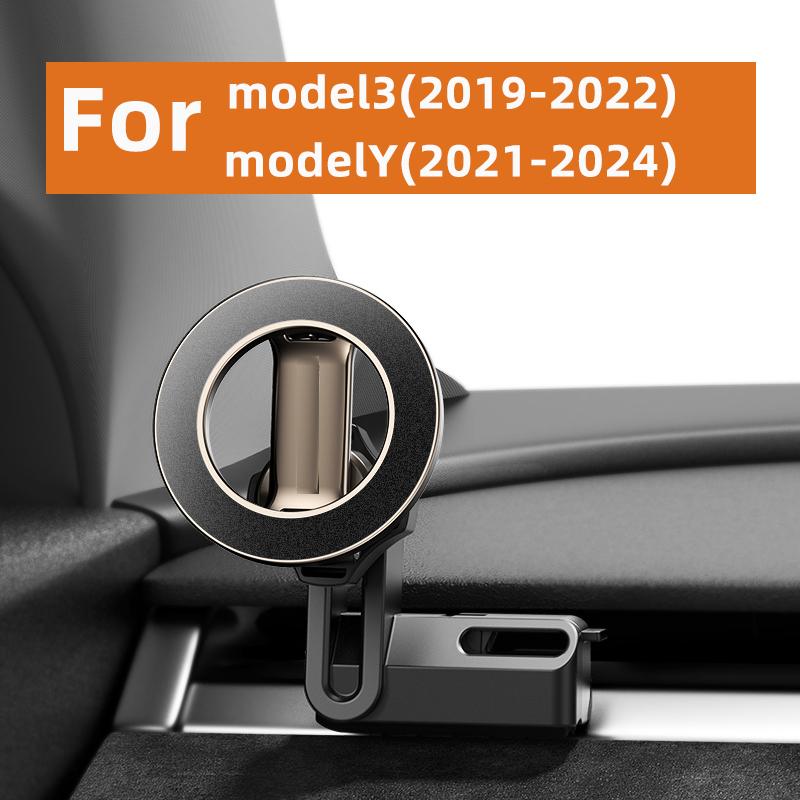 Car Phone Holder For Tesla Model3 Highland Model Y 2019-2025 Metal Mount Adjustable Magnetic Car Phone Support Frame Accessories