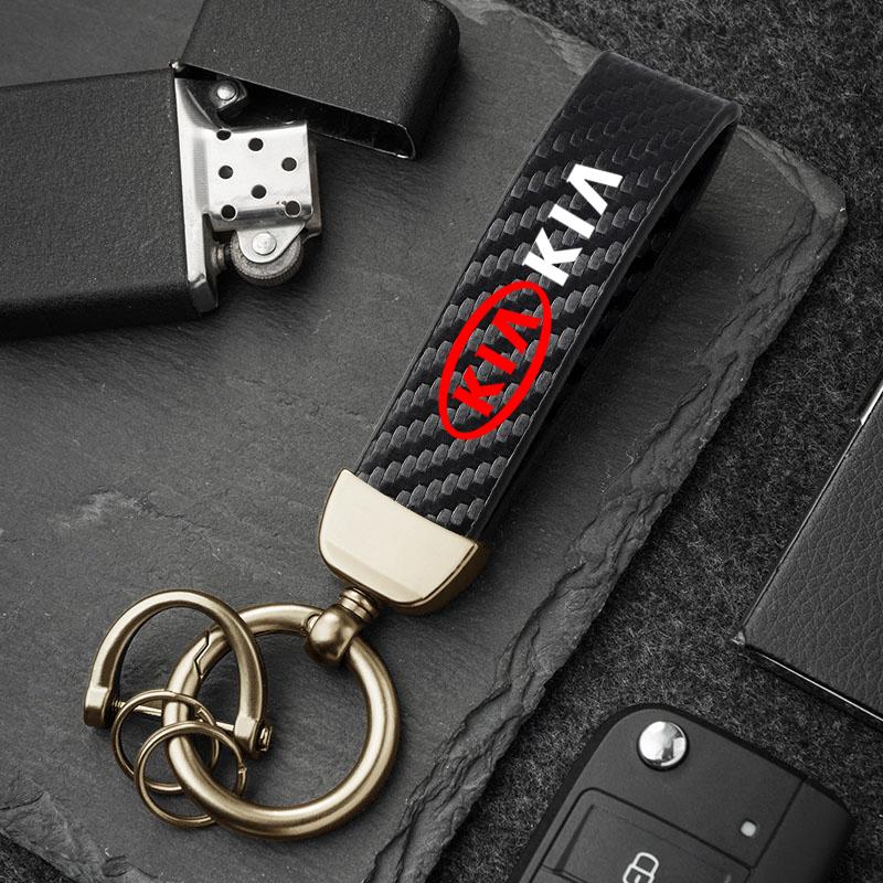 Suitable for Kia Sportage Ceed Picanto Rio ProCeed Niro 5 3 4 K7 K5 K8 K3 Ray K9 Logo Carbon Fiber Leather Car Keychain Gbnkr30