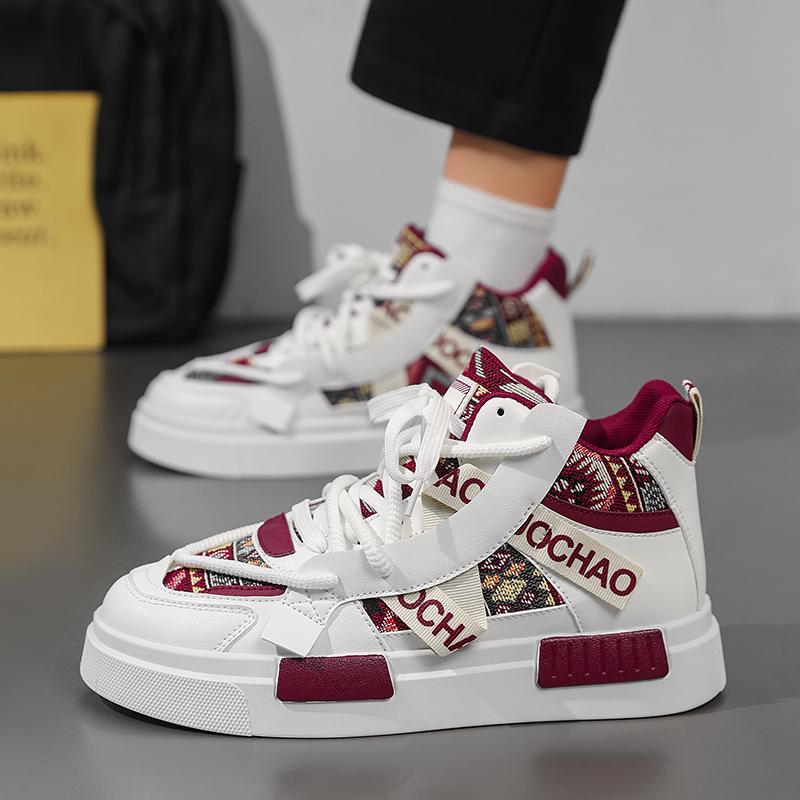 

Men’s Print Basketball Shoes Casual Skateboard Shoes High Top Jogging Sneakers for Students Over Sized EU: 47 червоний