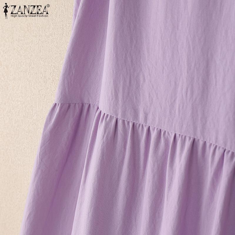 ZANZEA Women Summer Round Neck Loose Casual Sleeveless Dress