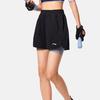 Li Ning Fitness Series Solid Color Mid Waist Comfortable Loose Straight Leg Sports Shorts Women shorts Black AKSU462-2