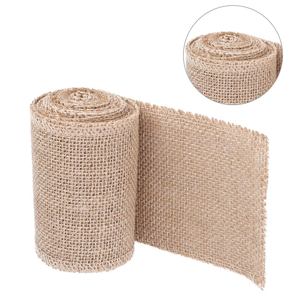 Webbing Yellow Burlap Roll Wired Edge 3Meter Hessian Roll Jute Roll Christmas Party
