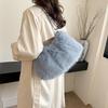 Luxury Furry Shoulder Bag Solid Color Soft Tote Bag Large Capacity Fluffy Clutch Bag