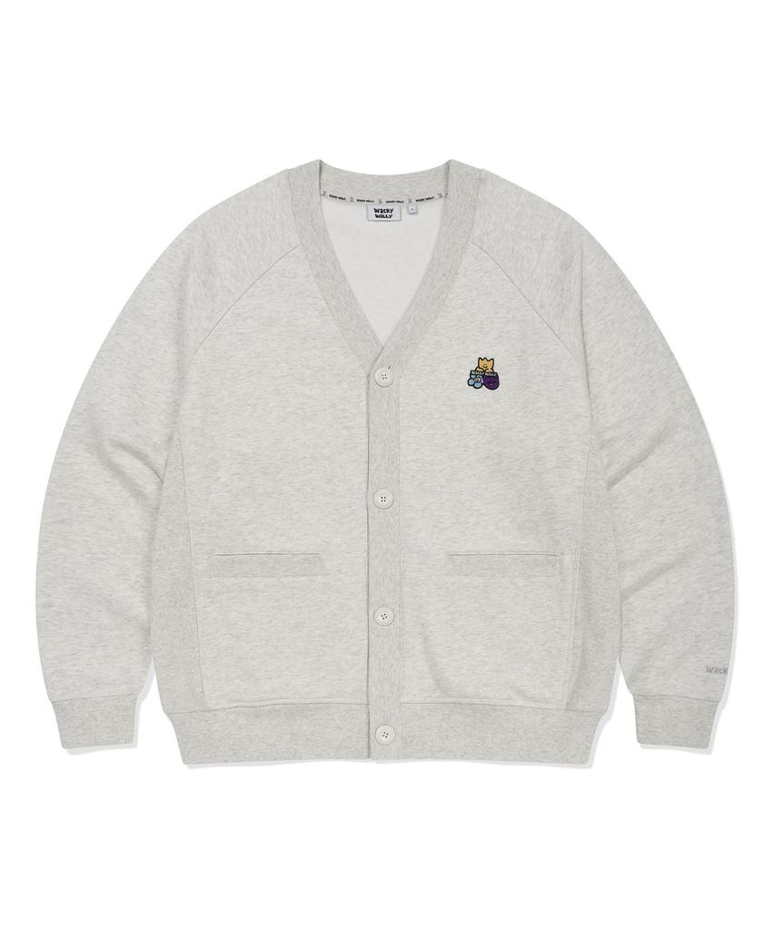 Wacky Willy V-Neck Cardigan Light Gray