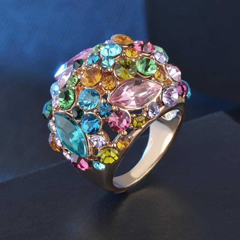 Diseño de Joyería de Lujo Anillos Vintage para Mujer Anillo de Boda Estético Accesorios de Moda Anillo de Pareja Joyería de Cristal