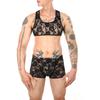 Heren Sexy Sissy Lingerieset Gay Kant Boxer Briefs Bikini Ondergoed BH Top Shorts 2Stuks Gays Sexy Outfits Vest Tops+Boxers
