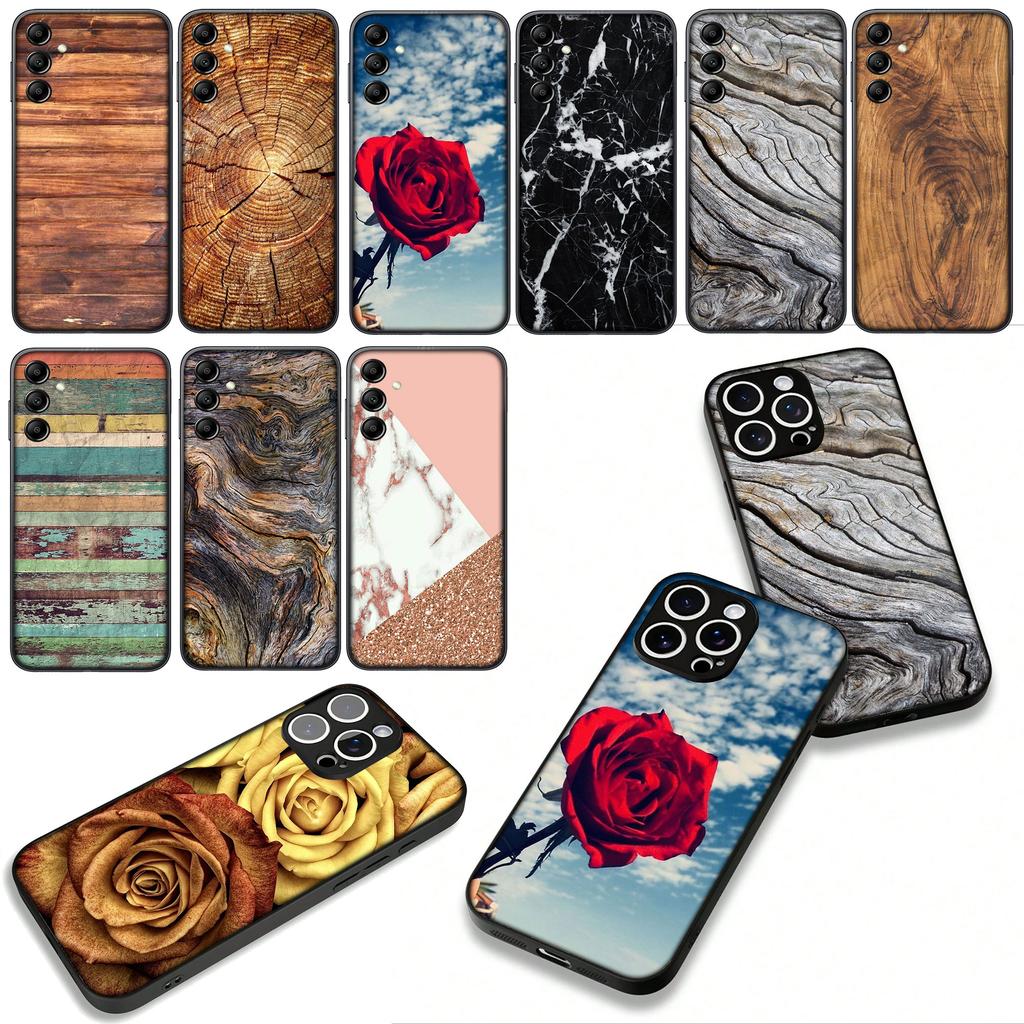 For Motorola Moto Edge 70 60 Fusion 40 NEO 20 Pro G Stylus G56 G96 G71 G73 G52 G41 G42 G50 G51 Case Rose Flower Marble Wood