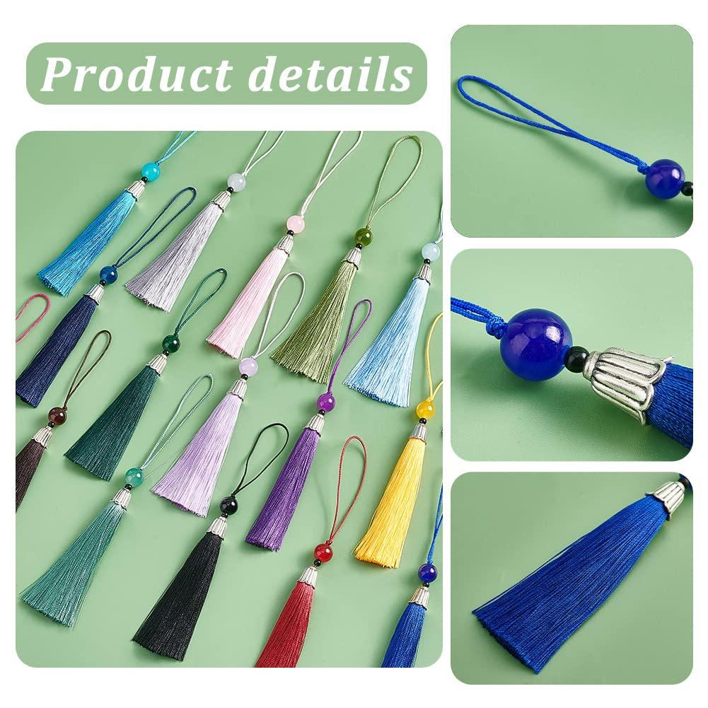PandaHall 17 34 Pieces Tassel Fringe Chinese Knot Handmade Car and Other Handmade Colors, Charms, Materials, Curtains, Keychains, Charms, Graduations,