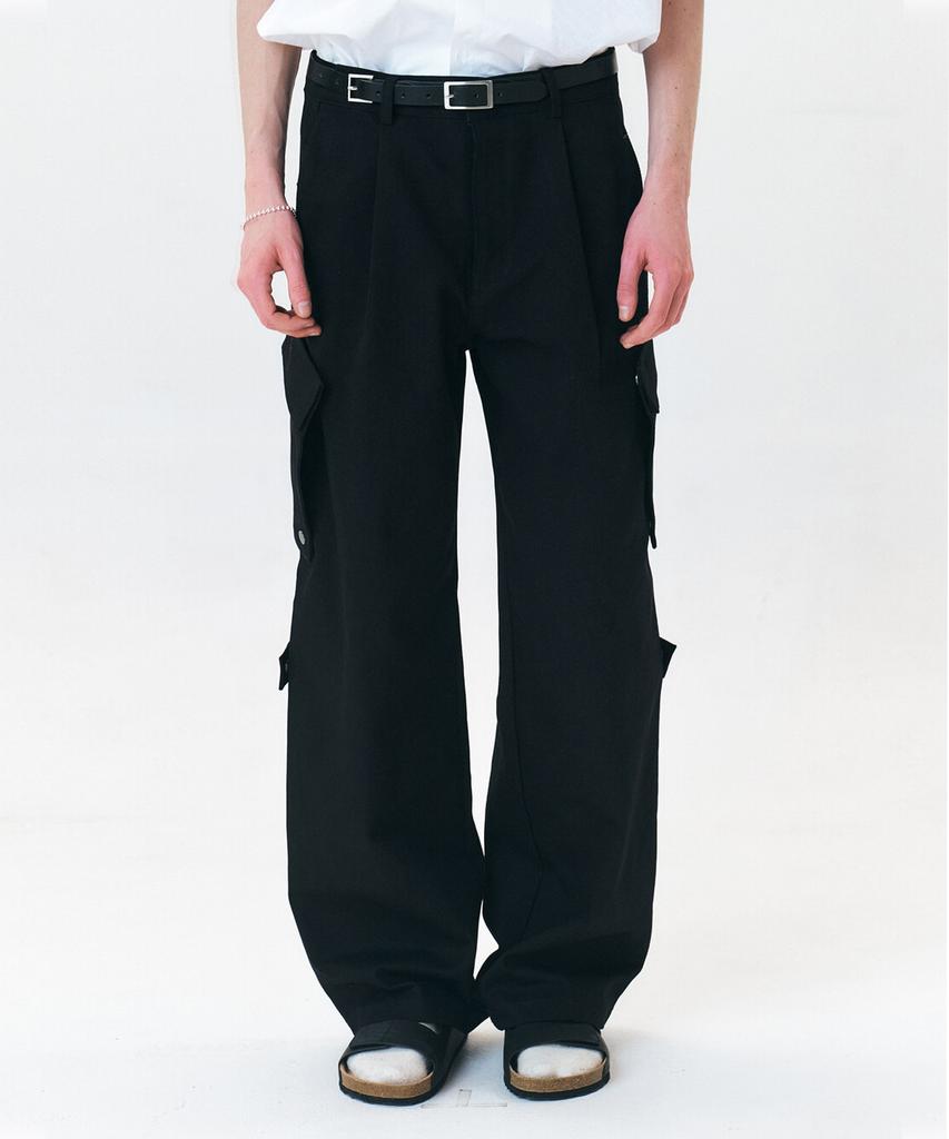 Windeo Detachable Snap Cargo Raw Pants - Black