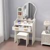 Compact Modern Makeup Dressing Table with Sliding Mirror and Integrated Storage