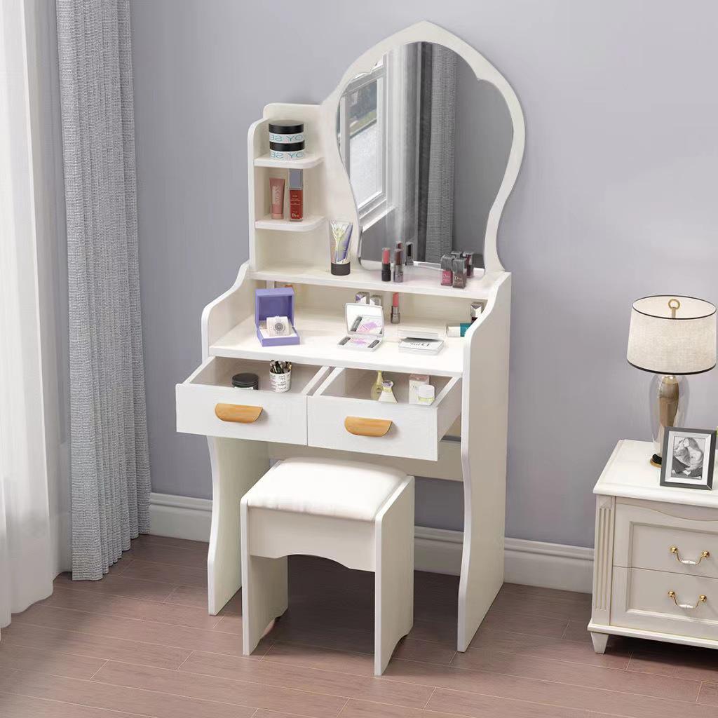 Compact Modern Makeup Dressing Table with Sliding Mirror and Integrated Storage