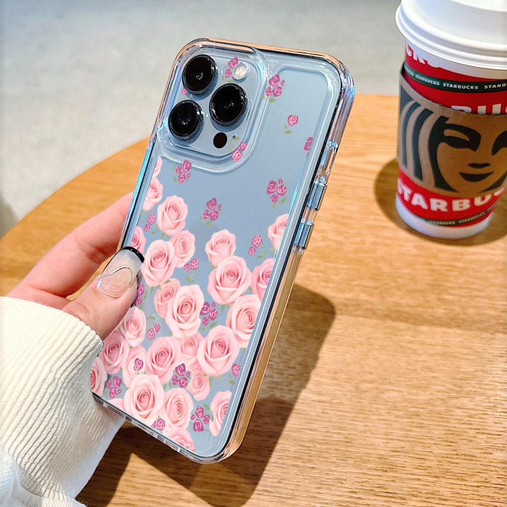 Pink Roses Floral Pattern Phone Case for Xiaomi Redmi Note 15 14 13 12 11 10 9 8 7 Pro Plus Soft Shockproof Protective Cover