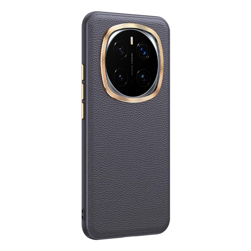 Für Honor Magic7 Pro 5G Handyhülle Leder+TPU Rückseite mit Metall-Objektivrahmen