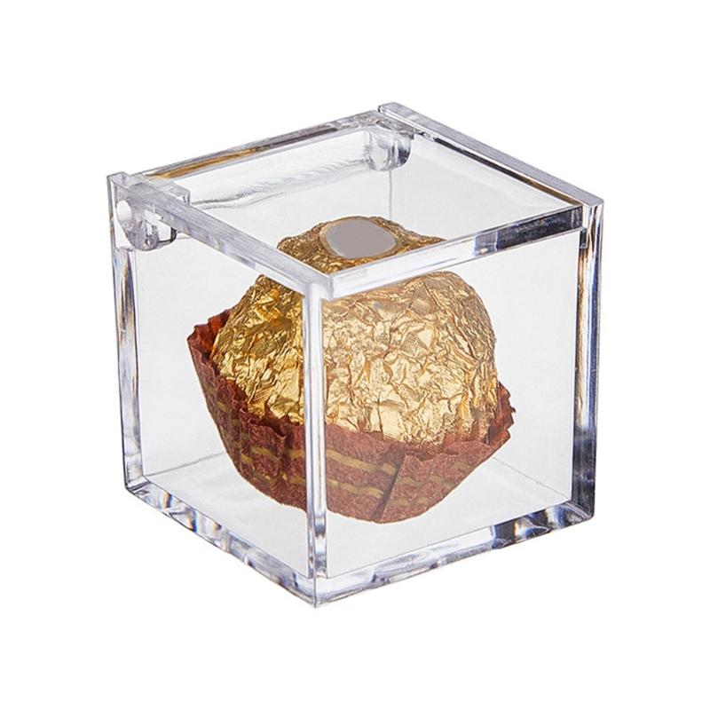 Conjunto de 12 Caixas Transparentes à Prova de Poeira para Embalar Doces Caixas de Armazenamento de Plástico para Doces e Biscoitos Recipientes Quadrados Cúbicos