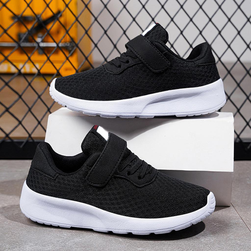 Children Athletic Sneakers Lightweight Breathable Mesh Upper Slip Resistant Soft Sole Hook and Loop Closure Kids Running Shoes for Everyday Wear
