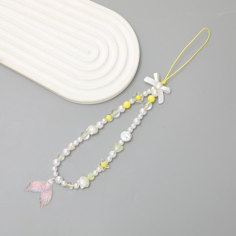 Pearl Bow Beaded Mobile Phone Lanyard Keychain Pendant Accessory