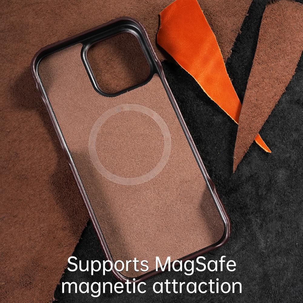Per Custodia Magsafe per iPhone 15 16 Pro Max Promax 16Pro 15Pro Pelle Bovina Naturale Protezione Magnetica Lussuosa Cover Posteriore per Telefono