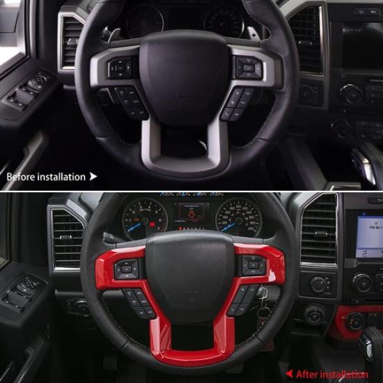Red Front Steering Wheel Moulding Cover Trim For Ford F-150 2015-20 Accessories