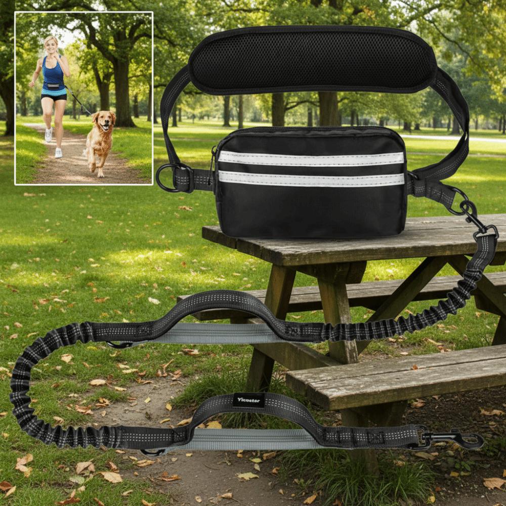 Reflective Strip Dog Running Waist Leash Retractable Dong Walking Leash  Medium and Large Dogs