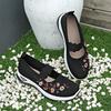 Fashion Women Fashion Leisure Flat Shoes Spring Autumn Flat Square Toe Knitting Elastic Soft Sole Comfortable Slip-on Shoes Plus Size 43