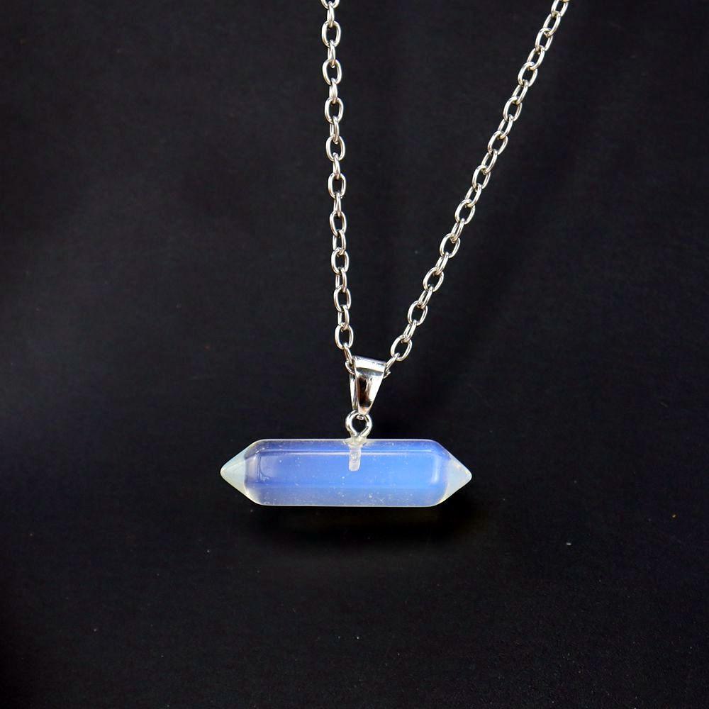 Creative Natural Stone Crystal Amethyst Agate Hexagonal Column Hexagonal Prism Six Pendant Necklace N668