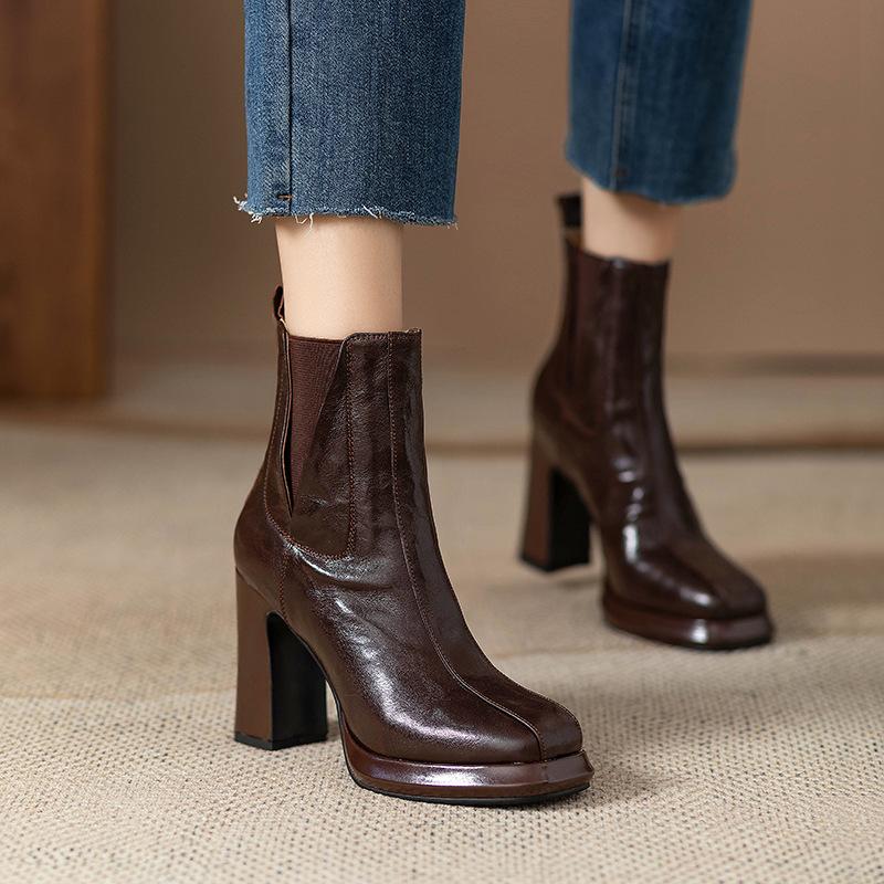Round head short boots New autumn and winter shoes Chelsea Martin boots Skinny comfortable boots Spring and autumn