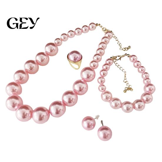 Faux Pearl Earrings Set 3Pcs/Set Imitation Pearls Jewelry Set, Adjustable Length Choker Necklace with Ear Studs Bridesmaid And Bracelet, for Weddings