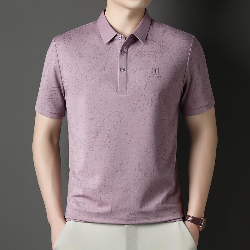 Summer Short Sleevepolo Men's Business Casual Printed Lapel Collar Short Sleeve T-Shirt Top