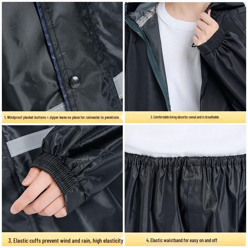 Full Body Rainproof Reflective Raincoat and Pants Set for Motorcycling and Construction