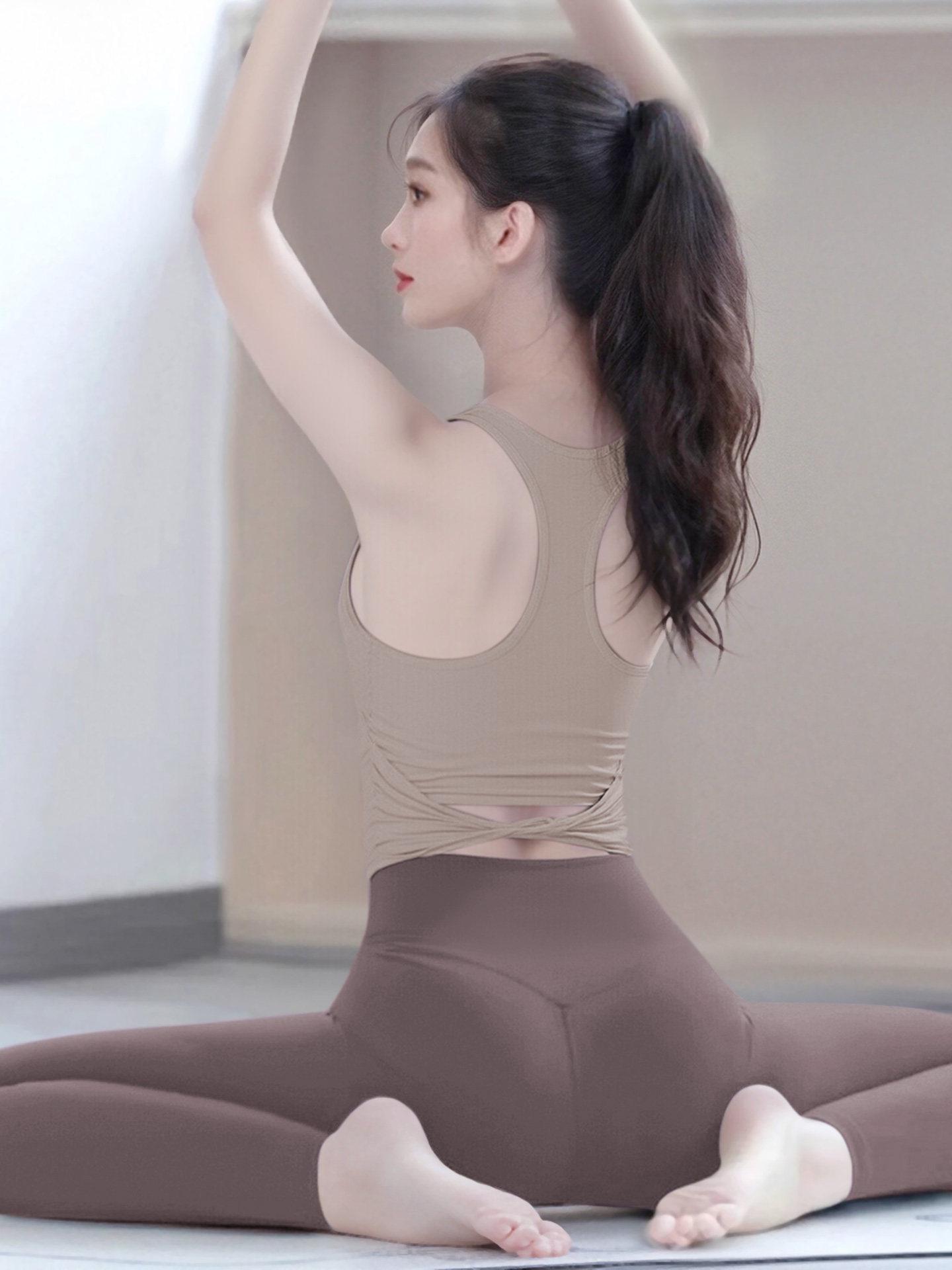 

Women s Yoga Vest: Flaw-Hiding, Slimming Pilates Set, High-End Fitness Wear S (80-100 cm)
