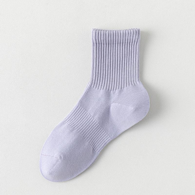Female Summer Solid Color Cotton Tube Anti Pilling Boneless Seam Head Tube Socks