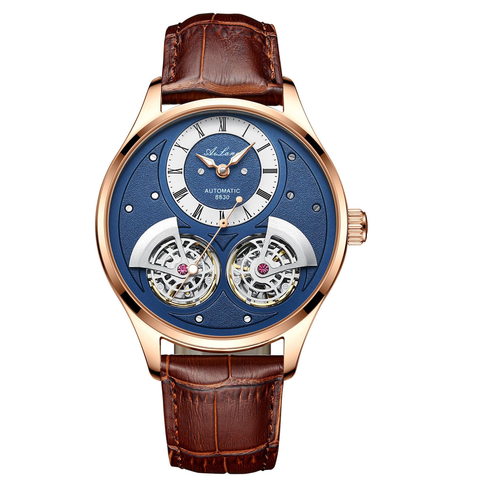 

AILANG новые автоматические механические часы с двойным маховиком, мужские часы, модные наручные часы, водонепроницаемые