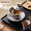 130ml Ru Kiln Three-talent Gaiwan Ancient Tea Tureen Tea Bowl With Lid Kit Tea Brewing Cover Bowl Tea Items Supplies Collection