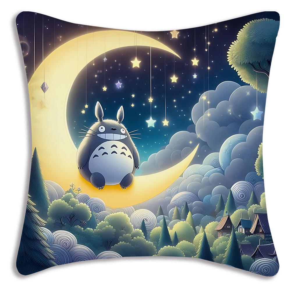 Hot Cartoon Cute Pillow Covers Cartoon Sofa Decorative Home Double-Sided Printing Short-T-Totoros Plush Cute Cushion Cover