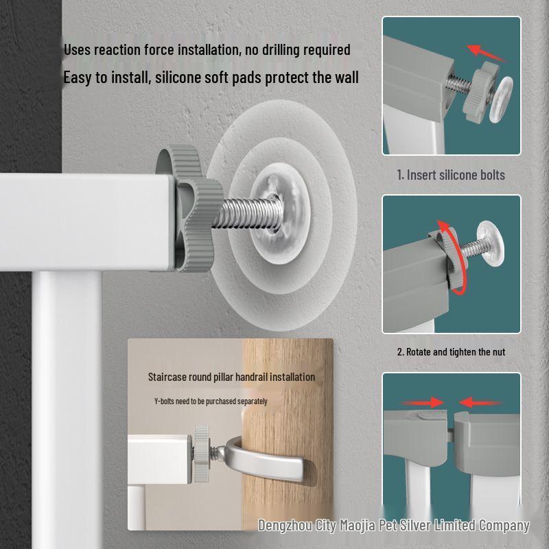Cat Door Barrier: Auto-Close Pet Gate for Indoor, Balcony, or Stairway - No Drilling Needed