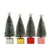 Mini Light Up Tabletop Christmas Tree Set with Snow Flocked Pine Gift Box Base Warm White Color Changing LED Small Holiday Decoration for Home Off