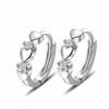New Temperament Trendy Silver Color Zircon Heart Hoop Earrings for Women Classic Charm Korea Earring Jewelry Accessories Gift