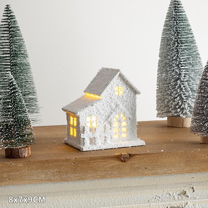 Festive Luminous Wooden House Ornament for Christmas Tree and Fireplace Decor